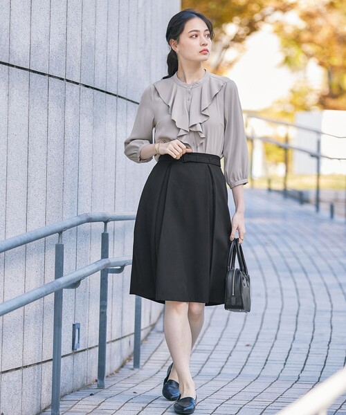 Tiaclasse スカート ベルト付きタックスカート : ZOZOTOWN Yahoo!店