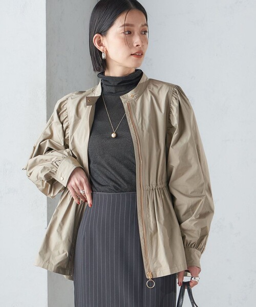 [美品]SHIPS シップス ♪洗える リネン100% ジップギャザーブルゾン SHIPS（シップス） 〈手洗い可能〉バック ギャザー リネン ジップ