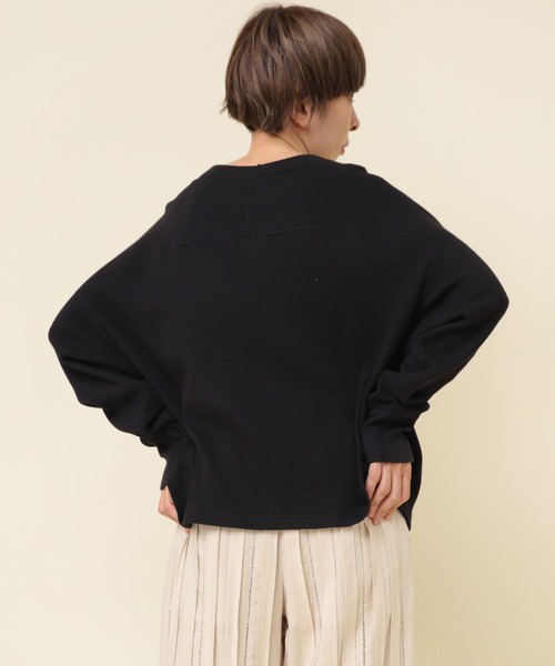 tシャツ M2196 １６／−ワッフルオーバーサイズプルオーバー レディース M2196 16/-ワッフルオーバーサイズプルオーバー(M ブラック