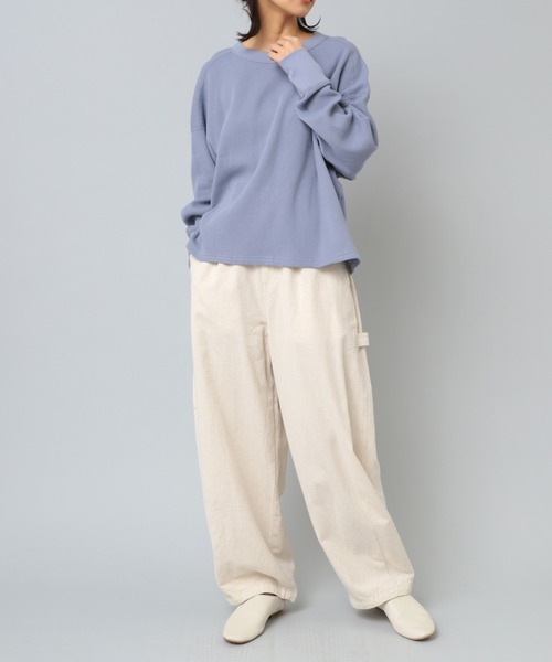 tシャツ M2196 １６／−ワッフルオーバーサイズプルオーバー レディース M2196 16/-ワッフルオーバーサイズプルオーバー(M ブラック