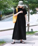ワンピース 夏 半袖 ウエストギャザー切替ワンピースの詳細画像2