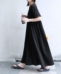 ワンピース 夏 半袖 ウエストギャザー切替ワンピースの詳細画像3