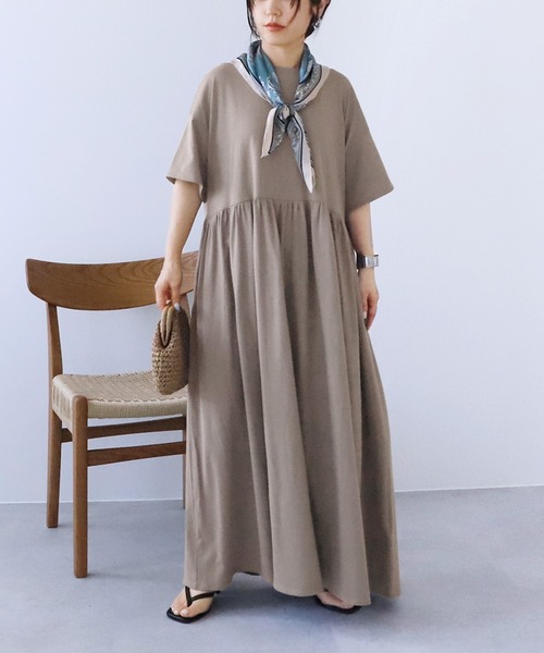 reca（レカ） ワンピース 夏 半袖 ウエストギャザー切替ワンピース
