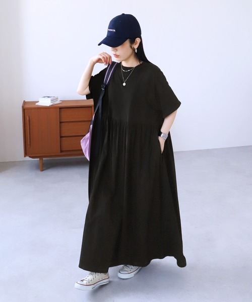 reca（レカ） ワンピース 夏 半袖 ウエストギャザー切替ワンピース