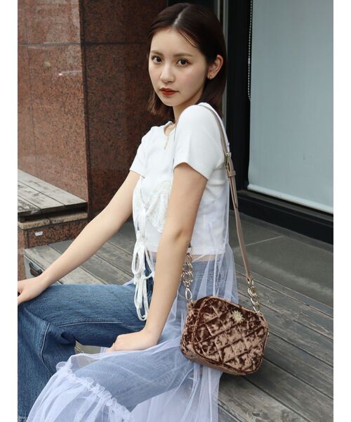 EVRIS ショルダーバッグ バッグ ベロアキルティングBAG