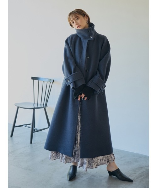 fray id バルマカンロングコート ブルー サイズ0