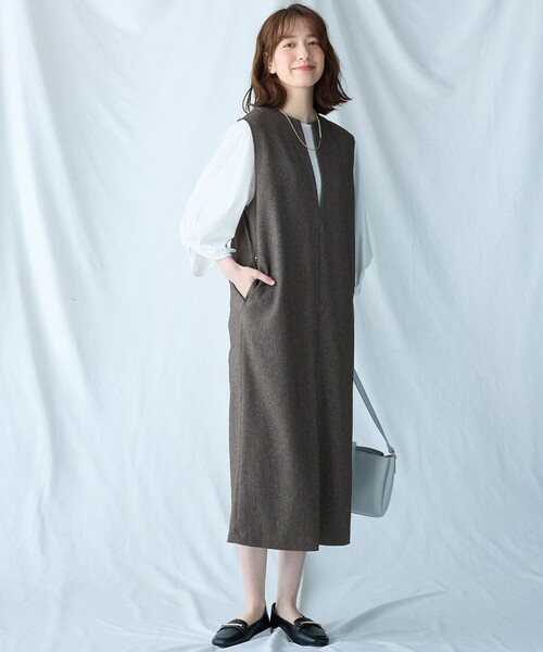 グッチ清楚で上質なツイードワンピース グッチ清楚で上質なツイードワンピース 洗える】表情あるツイード調の