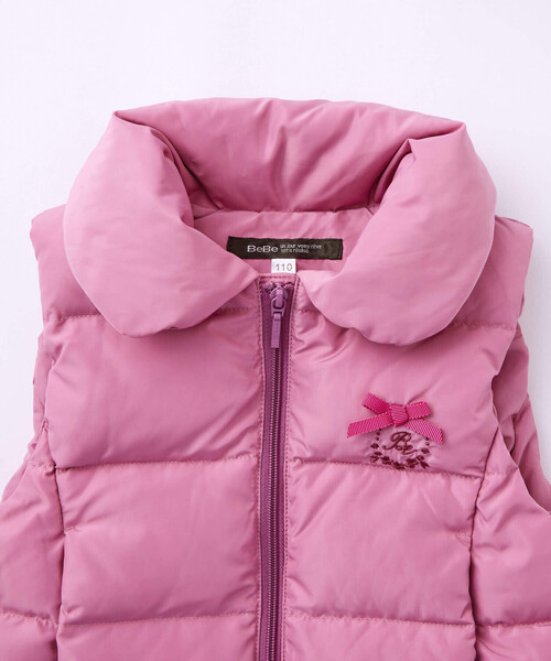 BeBe（ベベ） ダウンベスト ダウン 「撥水加工」ペプラムフリルタフタ