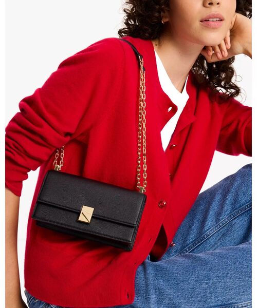 kate spade ブラック 財布 ショルダーチェーン付き kate spade new york｜デコ ミニ フラップ チェーン クロス