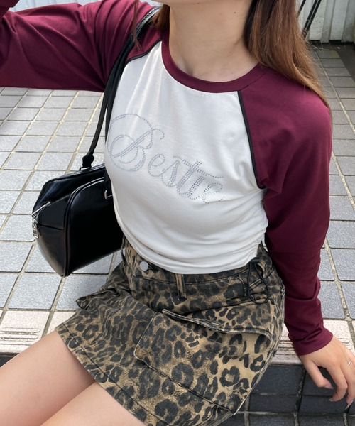 ラグランラインに美しいライン\tHermes\tカラフルウェーブシャツ ワンポイント刺繍ロングスリーブカットソー(カットソー・Tシャツ