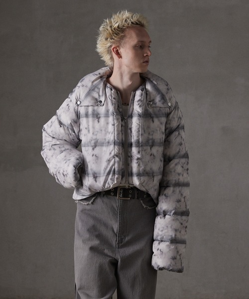 ダウンジャケット ダウン 「GRANCY」Printed Short Real Down / プリントショートリアルダウン メンズ レディースの画像