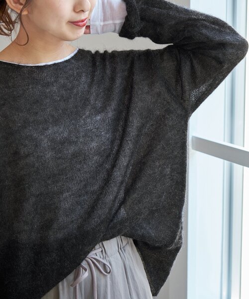 Spick&Span　ルーズモヘヤMIXボートネックニット Spick＆Span ニット セーター 「追加」ルーズモヘヤMIXボート