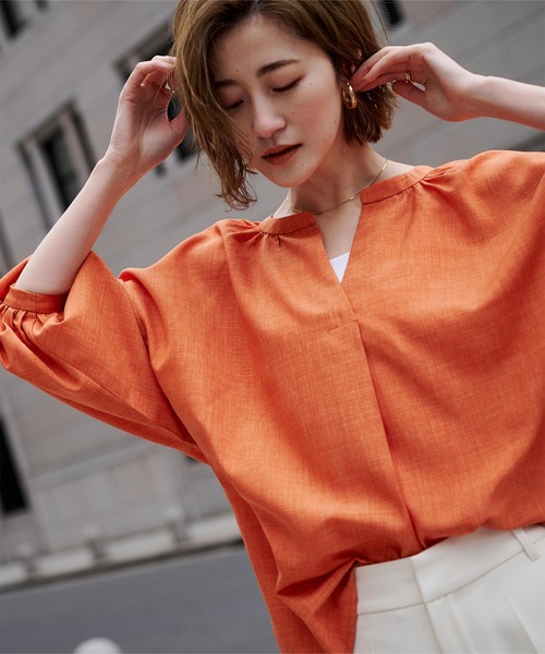 [ur's] 7 минут рукав блуза S orange женский 
