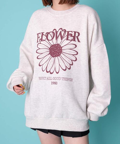 WOND トレーナー スウェット WEGO/FLOWERプリントスウェット