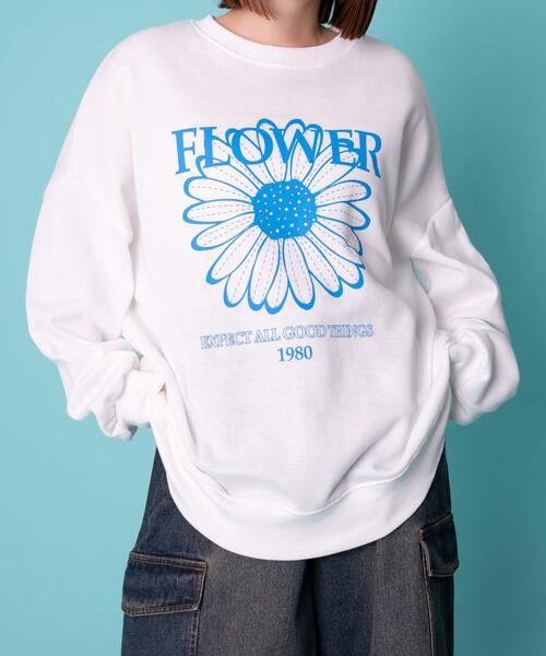 WOND トレーナー スウェット WEGO/FLOWERプリントスウェット