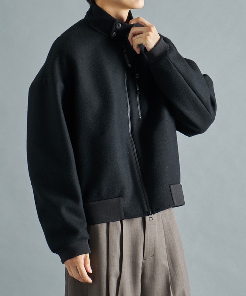 STUDIOUS /  MELTON HARRINGTON JACKETブルゾン/1/ウール/BLK/114650095 STUDIOUS（ステュディオス） ma1 ma-1 極度に軽くて暖かいブルゾン