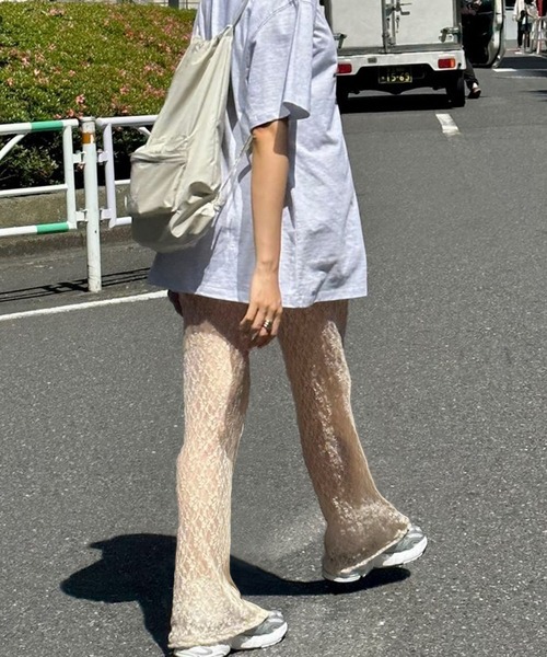 CREEF フレアパンツ パンツ カットリブ フレア イージーパンツ レディース