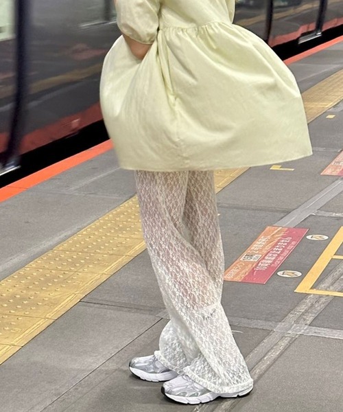 CREEF フレアパンツ パンツ カットリブ フレア イージーパンツ レディース