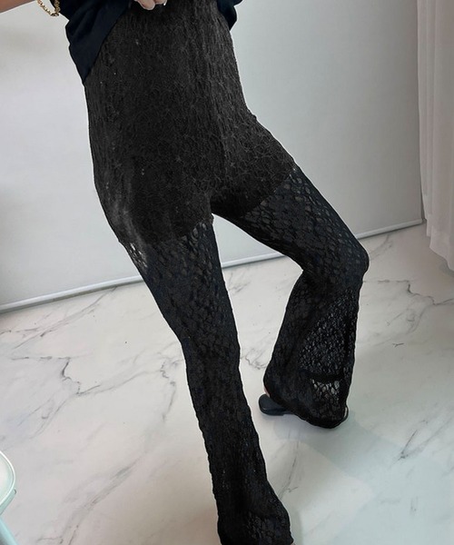 レディース レース セミフレア パンツ Gready Brilliant（グレディブリリアン）の「Cレースセミフレア