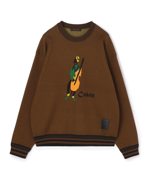 セーター ニット CABaN コットンカシミヤジャカード JAZZ WOODBASE クルーネックプルオーバー メンズの画像