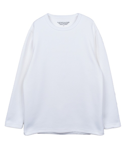 カスタムカルチャー（CUSTOM CULTURE）/【Custom Culture】キルト風ダイヤ柄ジャガードロングスリーブTシャツ ロンT CUSTOM CULTURE（カスタムカルチャー） tシャツ 「Custom Culture