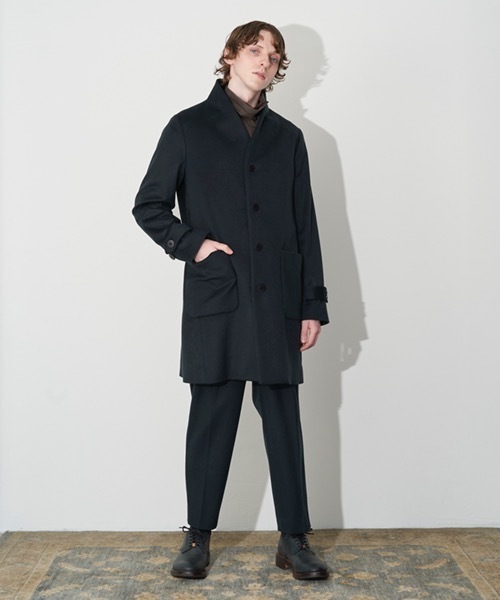 「TROVE」 ノーカラーコート 2 グリーン メンズ_画像4