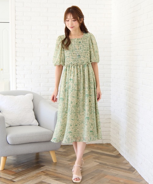 美品 Jolly Poupee ジョリープッペ ワンピース 総柄 アニマル Jolly Poupee ワンピース 「22fabric」アニマルプリント/ワンピース