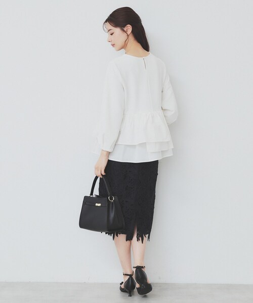 index tシャツ カットジョーゼットドッキングペプラムトップス