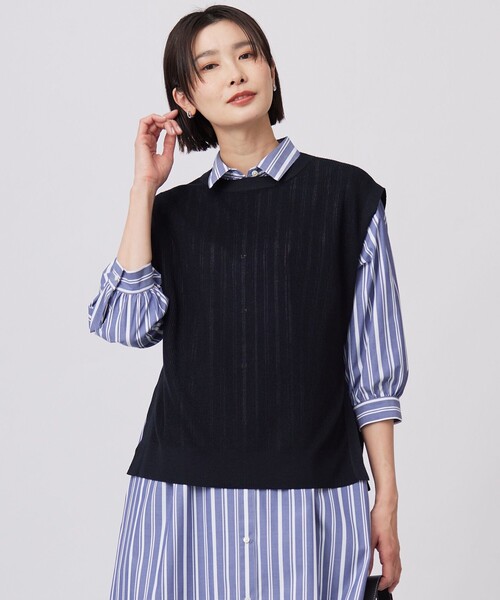 ベスト ジレ 「洗える」Vis/Peスパーク クルーネック ニット ベスト レディース ベスト ジレ 「洗える」Vis/Peスパーク クルーネック ニット