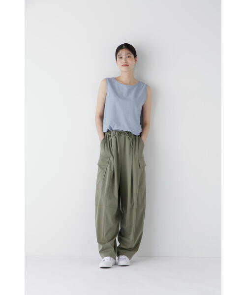 タンクトップ ノースリーブ 麻混タンクトップ レディース human woman タンクトップ ノースリーブ 麻混タンクトップ