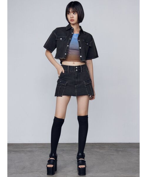 EMODA ブラウス シャツ カットショートデニムシャツ レディース
