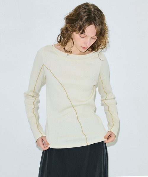 tシャツ ドロウアークリブTOP レディース