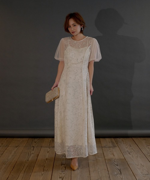 My shawty（マイシャウティー） ドレス puff sleeve lace dress