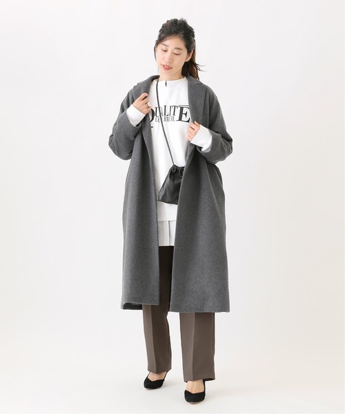 VERMEIL par ienaヴェルメイユ　イエナワッフルウールニットコート VERMEIL par iena（ヴェルメイユパーイエナ） コート 38 グレー