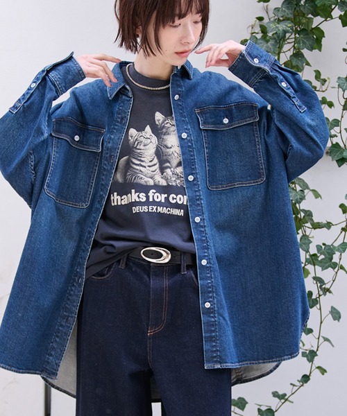 ブラウス シャツ 「Healthy denim / ヘルシーデニム」Almond / デニムシャツ / オーバーサイズ「WEB限定」 レディース
