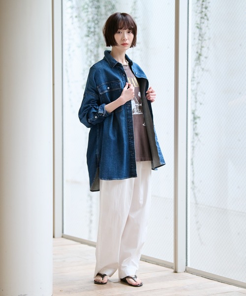 ブラウス シャツ 「Healthy denim / ヘルシーデニム」Almond / デニムシャツ / オーバーサイズ「WEB限定」 レディース Healthy denim ブラウス シャツ 「Healthy / ヘルシーデニム