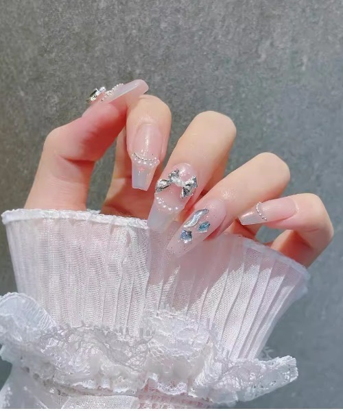 ネイルチップ ネイルシール シルバーリボンネイルチップ : ZOZOTOWN
