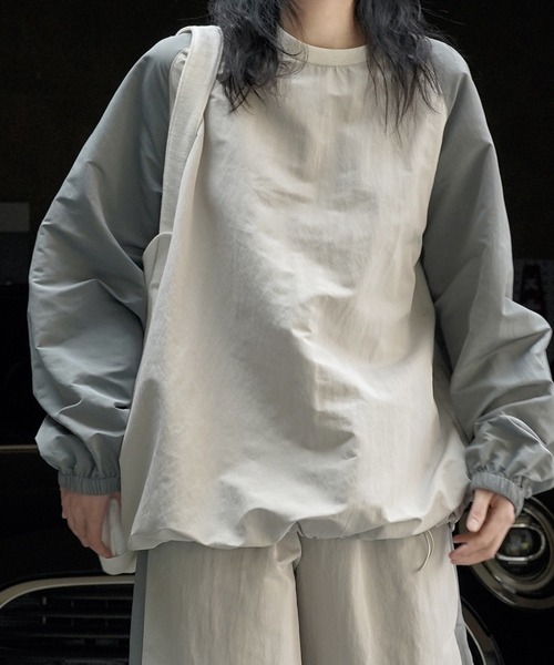 bicolor raglan sleeve oversize pullover レディース