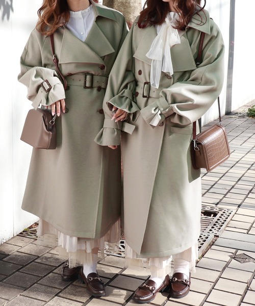 「PairPair」 トレンチコート FREE モカ レディース_画像3