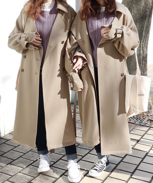 「PairPair」 トレンチコート FREE モカ レディース_画像4