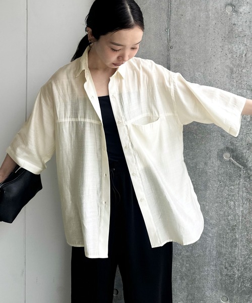 select MOCA ブラウス シャツ ハーフスリーブビッグシアーシャツ