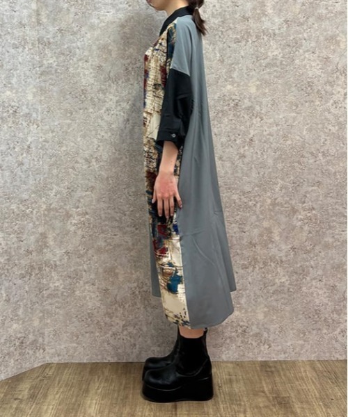 axes femme（アクシーズ ファム） ワンピース パッチワークシャツ