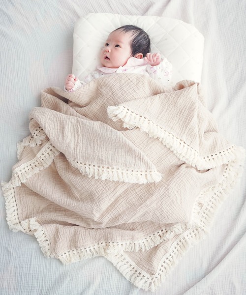 ベビー 大判 タオルケット ガーゼタオル おくるみ　ベビー バスタオル 掛け布団　「フリンジ」 | SweetMommy(授乳服&マタニティ) | 05