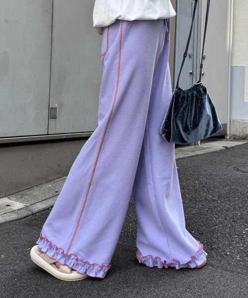 ワイドパンツ パンツ 「HELLO.SANFRANCISCO」ワッフルフレアパンツ レディースの画像