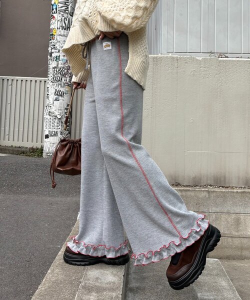 ワイドパンツ パンツ 「HELLO.SANFRANCISCO」ワッフルフレアパンツ レディースの画像