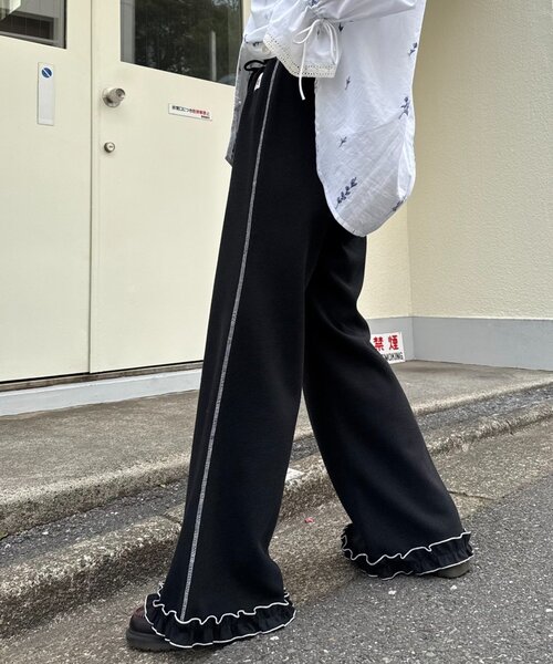 ワイドパンツ パンツ 「HELLO.SANFRANCISCO」ワッフルフレアパンツ レディースの画像