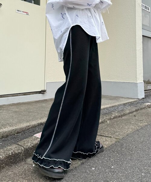 ワイドパンツ パンツ 「HELLO.SANFRANCISCO」ワッフルフレアパンツ レディースの画像