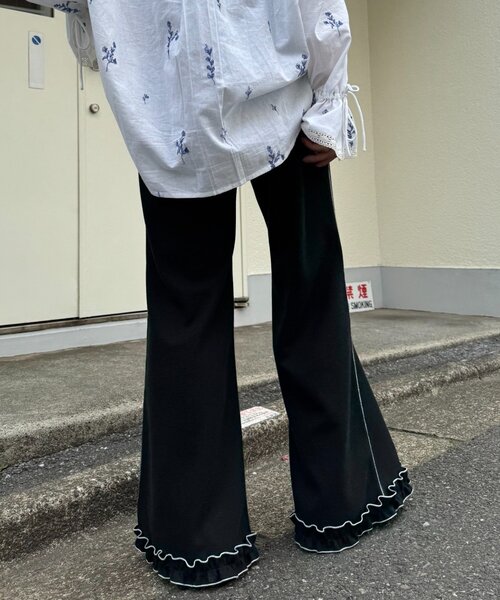 ワイドパンツ パンツ 「HELLO.SANFRANCISCO」ワッフルフレアパンツ レディースの画像