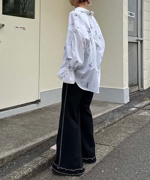 ワイドパンツ パンツ 「HELLO.SANFRANCISCO」ワッフルフレアパンツ レディースの画像