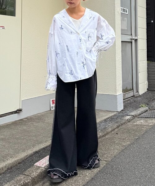 ワイドパンツ パンツ 「HELLO.SANFRANCISCO」ワッフルフレアパンツ レディースの画像
